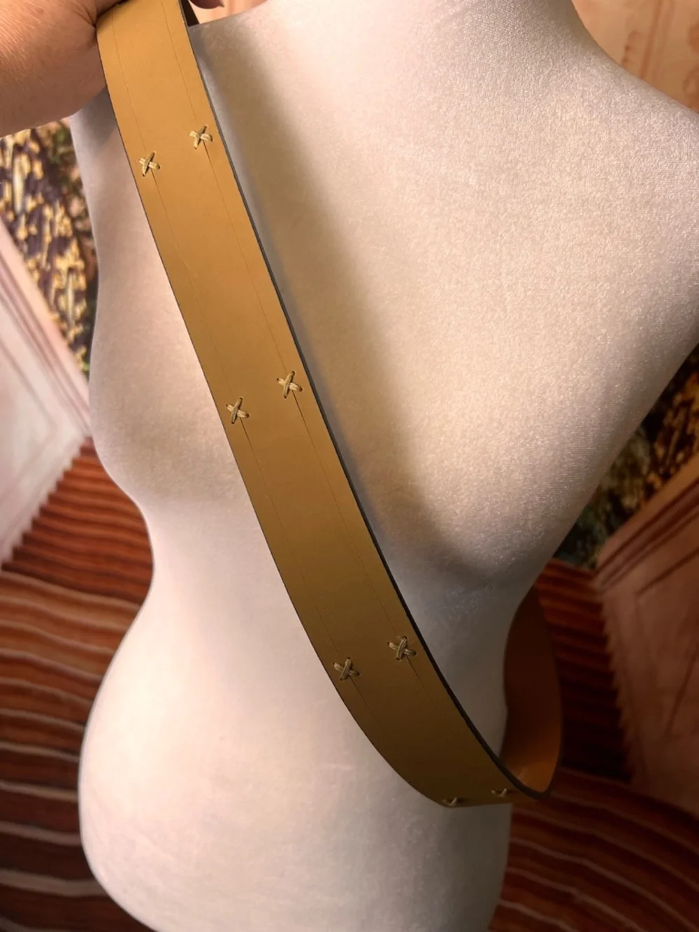 Perry Ellis Tan Leather Belt with Brushed Metal Buckle